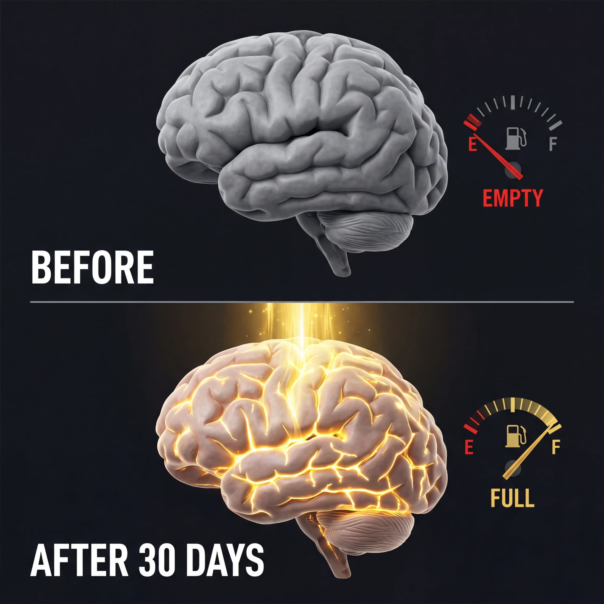 Vergleich der NAD+ Spiegel im Gehirn — niedrig vs. hoch